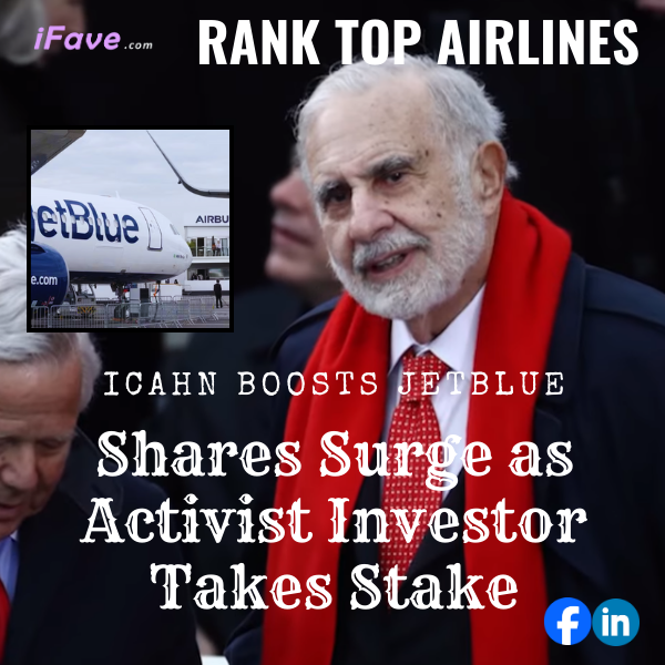 Graphical representation of Carl Icahn's investment in JetBlue